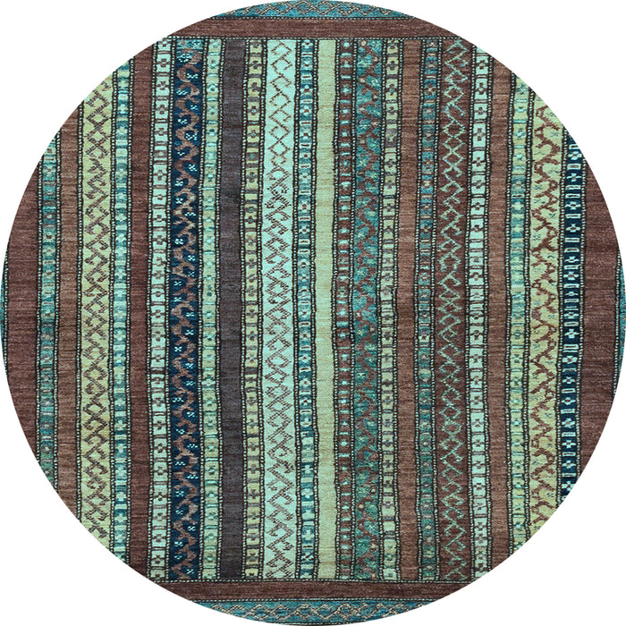 Round Abstract Light Blue Modern Rug, abs3573lblu