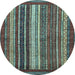 Round Abstract Light Blue Modern Rug, abs3573lblu