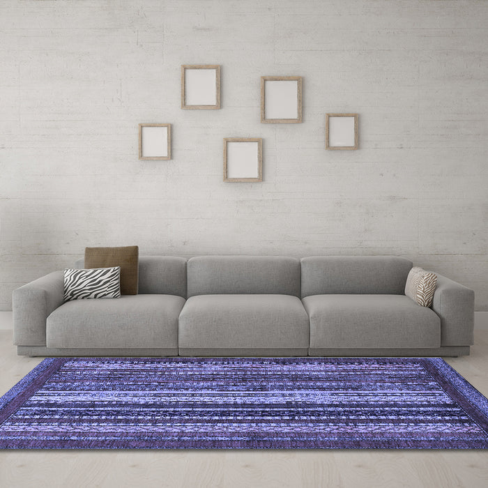 Machine Washable Abstract Blue Modern Rug in a Living Room, wshabs3573blu