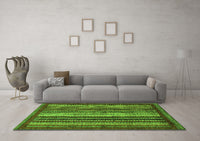 Machine Washable Abstract Green Modern Rug, wshabs3573grn