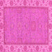 Square Machine Washable Oriental Pink Traditional Rug, wshabs3574pnk