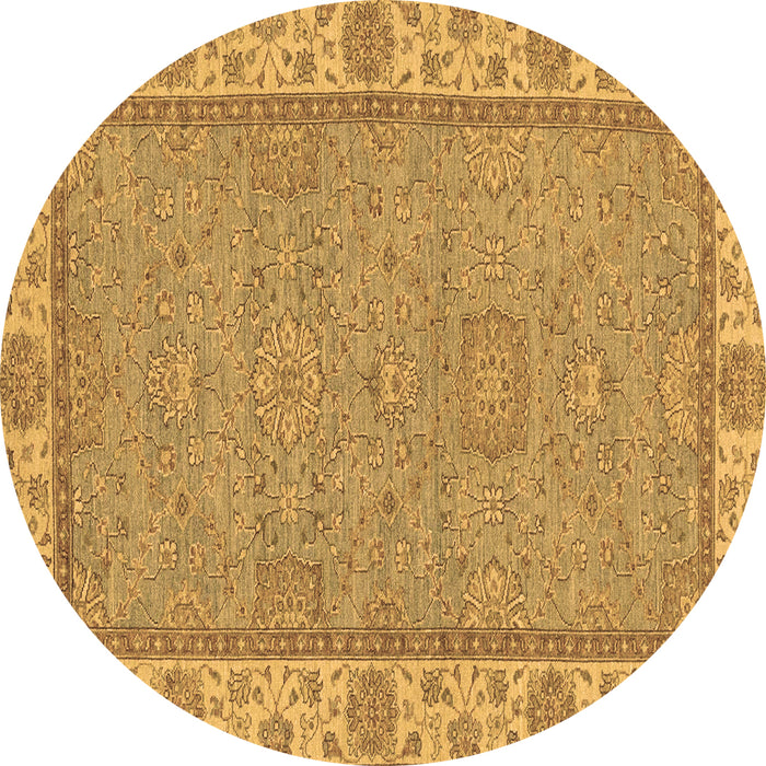 Round Oriental Brown Traditional Rug, abs3574brn