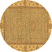 Round Oriental Brown Traditional Rug, abs3574brn