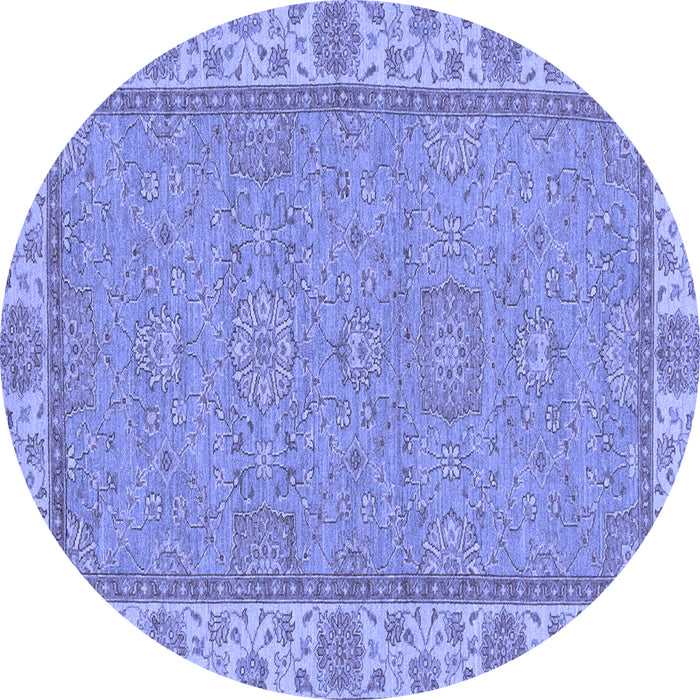 Round Machine Washable Oriental Blue Traditional Rug, wshabs3574blu