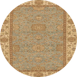 Round Machine Washable Abstract Chocolate Brown Rug, wshabs3574