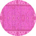 Round Oriental Pink Traditional Rug, abs3574pnk