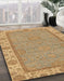 Abstract Chocolate Brown Oriental Rug in Family Room, abs3574