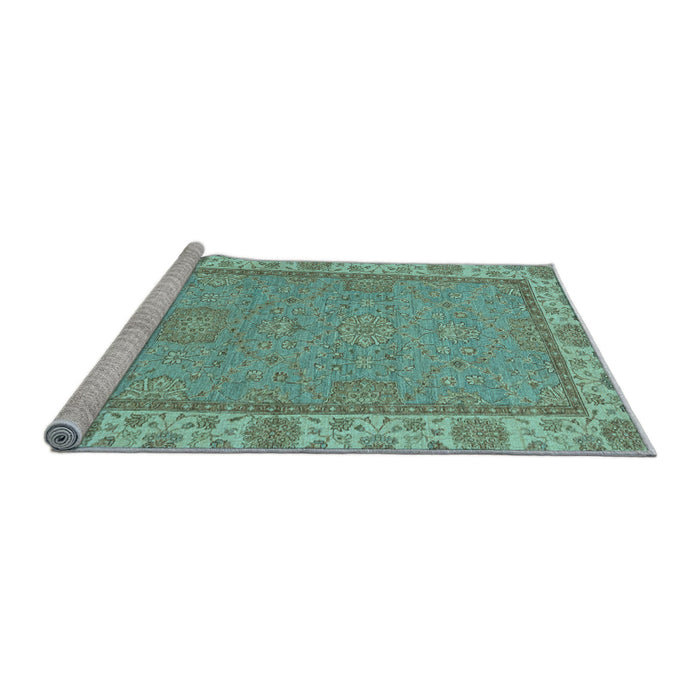 Sideview of Machine Washable Oriental Light Blue Traditional Rug, wshabs3574lblu