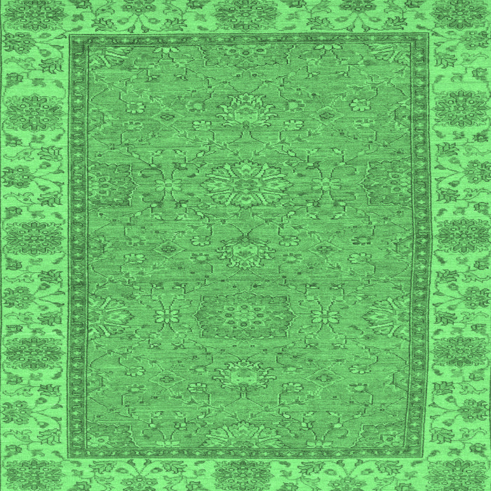 Square Machine Washable Oriental Emerald Green Traditional Area Rugs, wshabs3574emgrn