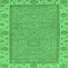 Square Machine Washable Oriental Emerald Green Traditional Area Rugs, wshabs3574emgrn