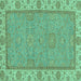 Square Oriental Turquoise Traditional Rug, abs3574turq