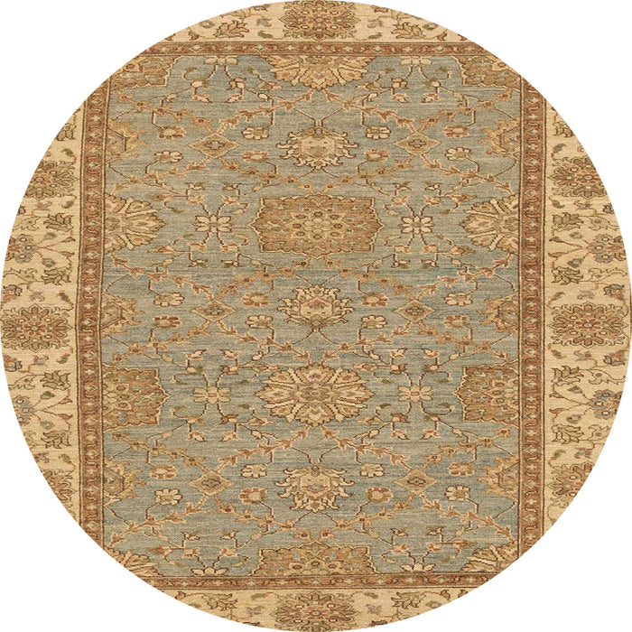Round Abstract Chocolate Brown Oriental Rug, abs3574