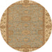 Round Abstract Chocolate Brown Oriental Rug, abs3574