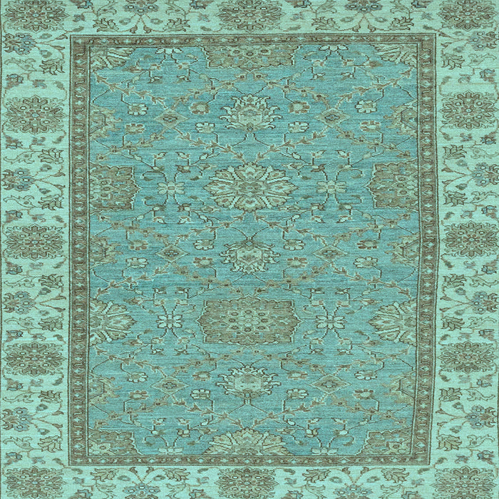 Square Machine Washable Oriental Light Blue Traditional Rug, wshabs3574lblu