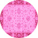 Round Oriental Pink Traditional Rug, abs3575pnk