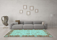 Machine Washable Oriental Light Blue Traditional Rug, wshabs3575lblu