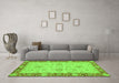 Machine Washable Oriental Green Traditional Area Rugs in a Living Room,, wshabs3575grn