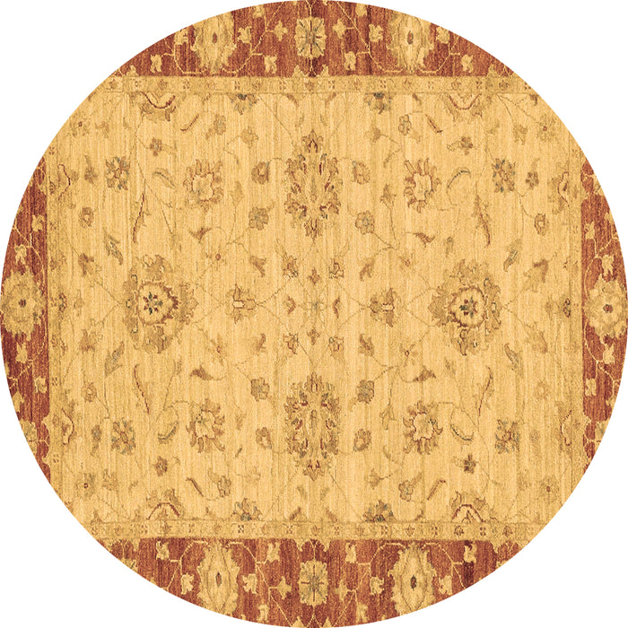 Round Machine Washable Oriental Brown Traditional Rug, wshabs3575brn