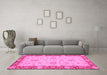 Machine Washable Oriental Pink Traditional Rug in a Living Room, wshabs3575pnk