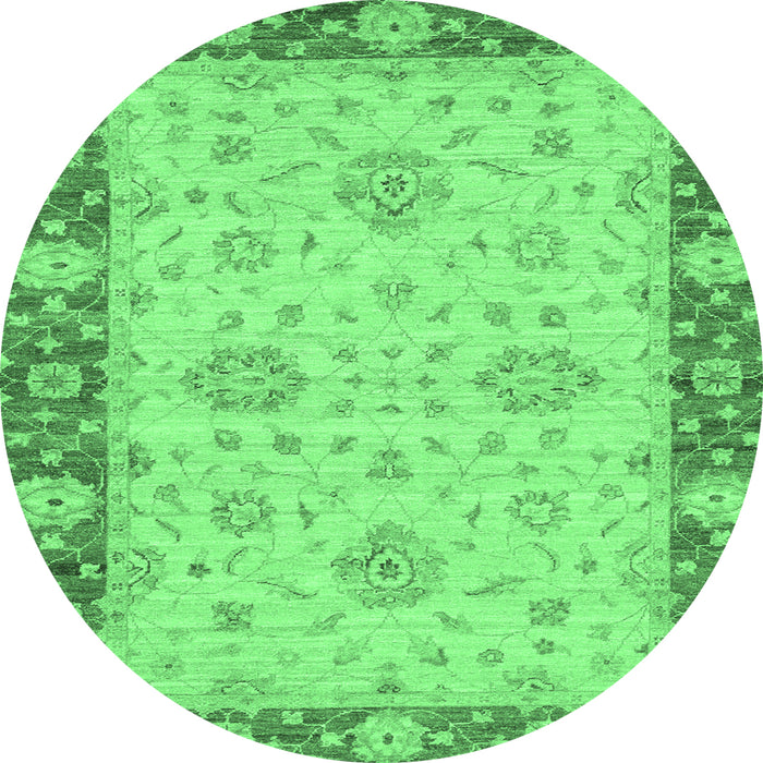 Round Oriental Emerald Green Traditional Rug, abs3575emgrn