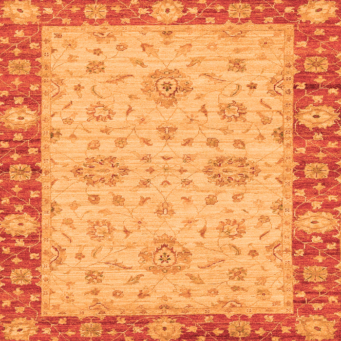 Square Oriental Orange Traditional Rug, abs3575org