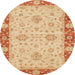 Round Machine Washable Abstract Orange Rug, wshabs3575