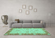 Machine Washable Oriental Turquoise Traditional Area Rugs in a Living Room,, wshabs3575turq