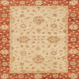 Square Abstract Orange Oriental Rug, abs3575