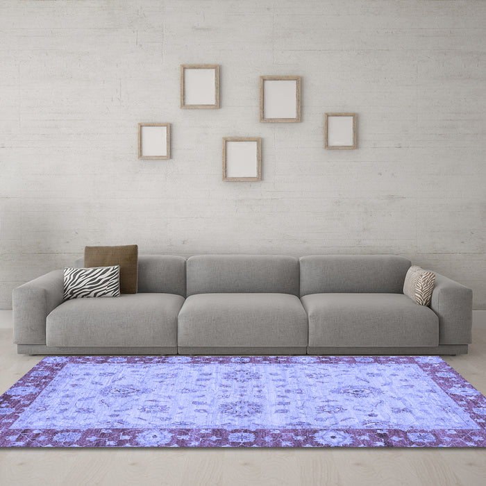 Machine Washable Oriental Blue Traditional Rug in a Living Room, wshabs3575blu