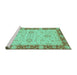 Sideview of Machine Washable Oriental Turquoise Traditional Area Rugs, wshabs3575turq