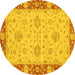 Round Oriental Yellow Traditional Rug, abs3575yw