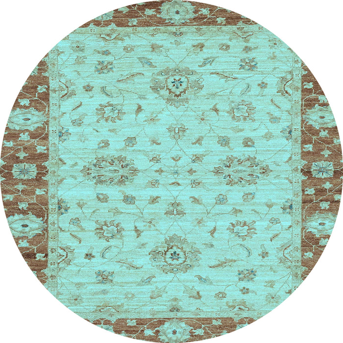 Round Oriental Light Blue Traditional Rug, abs3575lblu