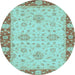 Round Oriental Light Blue Traditional Rug, abs3575lblu