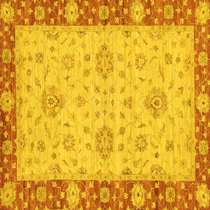 Square Machine Washable Oriental Yellow Traditional Rug, wshabs3575yw