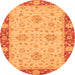 Round Machine Washable Oriental Orange Traditional Area Rugs, wshabs3575org