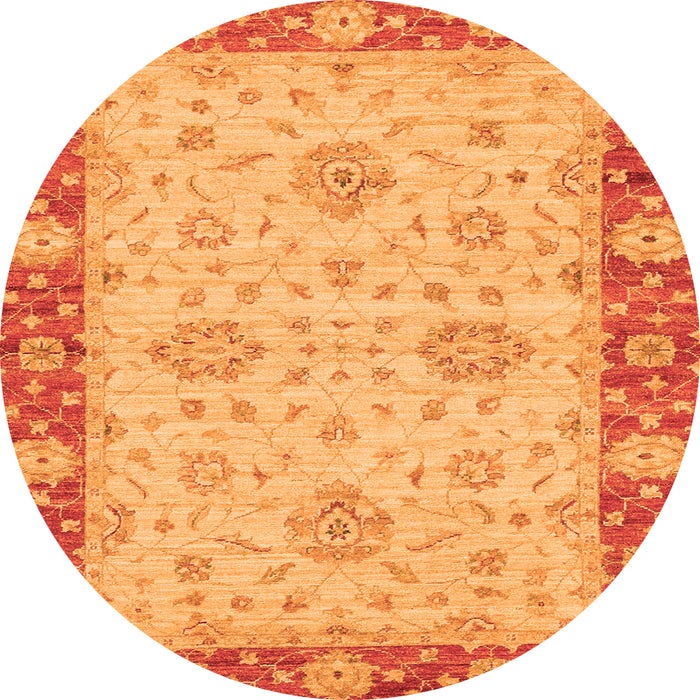 Round Oriental Orange Traditional Rug, abs3575org