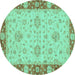 Round Oriental Turquoise Traditional Rug, abs3575turq