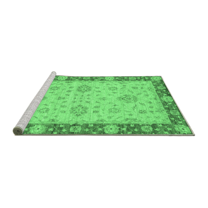 Sideview of Machine Washable Oriental Emerald Green Traditional Area Rugs, wshabs3575emgrn