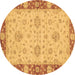 Round Oriental Brown Traditional Rug, abs3575brn