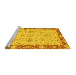 Sideview of Machine Washable Oriental Yellow Traditional Rug, wshabs3575yw