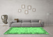 Machine Washable Oriental Emerald Green Traditional Area Rugs in a Living Room,, wshabs3575emgrn