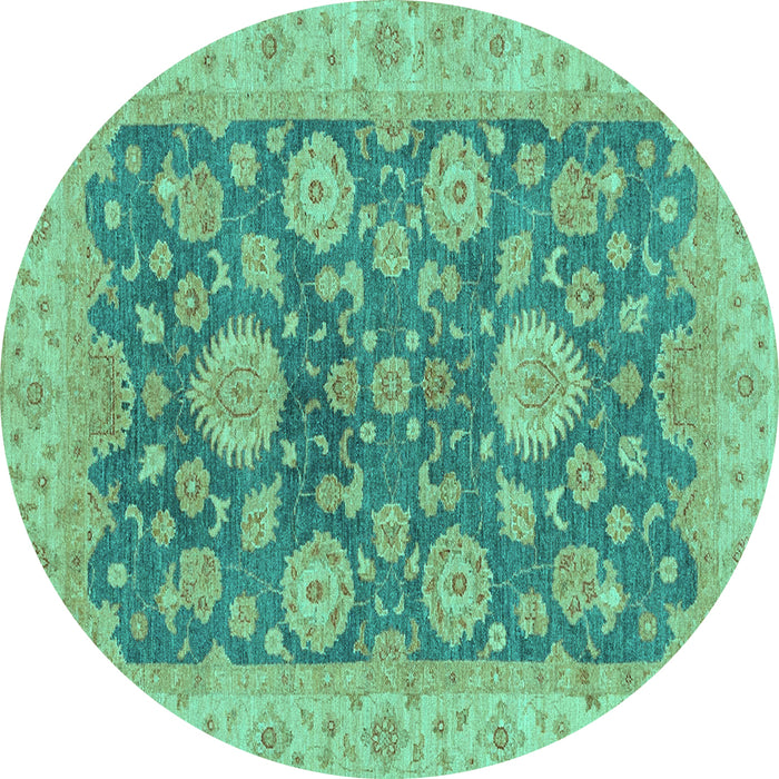 Round Machine Washable Abstract Turquoise Modern Area Rugs, wshabs3576turq