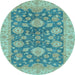 Round Machine Washable Abstract Light Blue Modern Rug, wshabs3576lblu