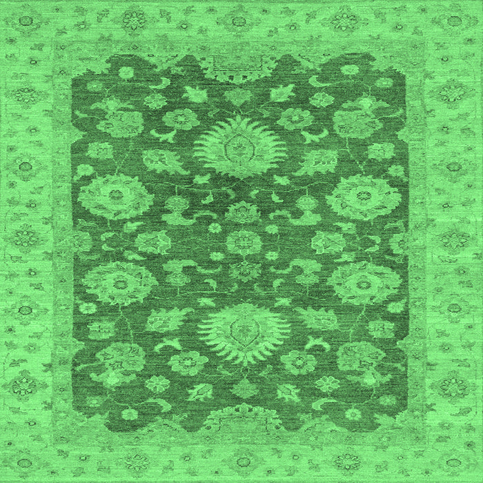 Square Machine Washable Abstract Emerald Green Modern Area Rugs, wshabs3576emgrn