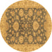 Round Machine Washable Abstract Brown Modern Rug, wshabs3576brn