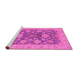 Sideview of Machine Washable Abstract Pink Modern Rug, wshabs3576pnk