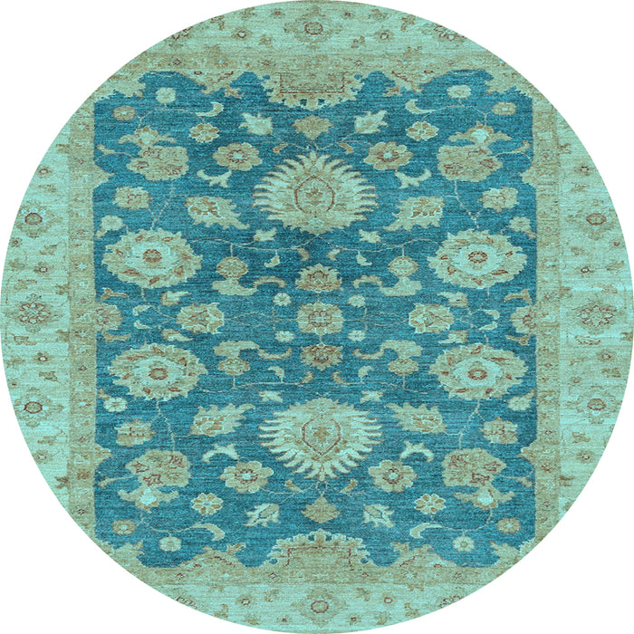 Round Abstract Light Blue Modern Rug, abs3576lblu