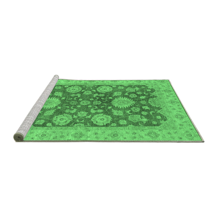 Sideview of Machine Washable Abstract Emerald Green Modern Area Rugs, wshabs3576emgrn