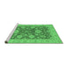 Sideview of Machine Washable Abstract Emerald Green Modern Area Rugs, wshabs3576emgrn