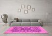 Machine Washable Abstract Pink Modern Rug in a Living Room, wshabs3576pnk